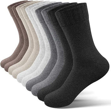 UUMIAER 5 Pairs Wool Socks Mens, Thermal Hiking Socks Warm Winter Socks Soft Crew Socks